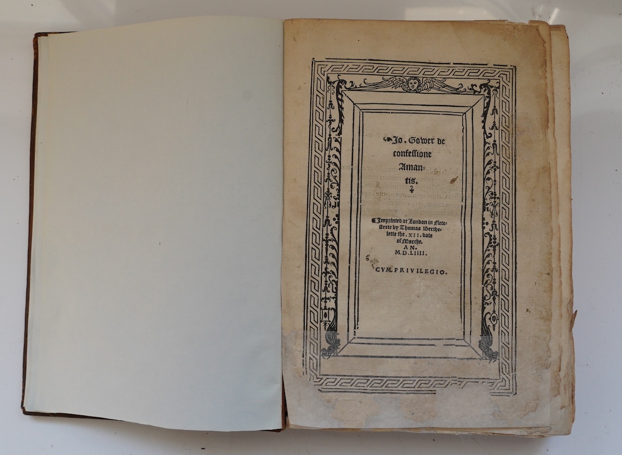 Gower, John - Jo. Gower de Confessione Amantis. the second Thomas Berthelet edition (following his first of 1532), and the third edition overall - Caxton's original being published in 1493. title within black ruled wood